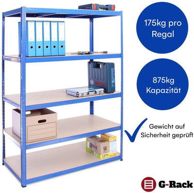 Grack Heavy Duty Shelf1 Blue Storage Shelf 5 Compartments For Basement Workshop