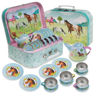 Children's play tin tea set carrying bag children's tableware play kitchen 15