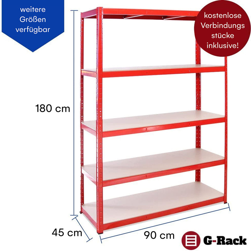 Grack garage shelf hammer included 180 cm x 90 cm x 45 cm 5 tier