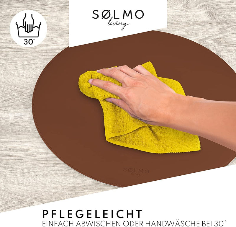 SÖLMO SØLMO I DESIGNER ROUND PLACEMAT MADE OF PU LEATHER - LARGE CHOICE OF COLORS - WIPABLE HEAT RESISTANT I PLACEMAT