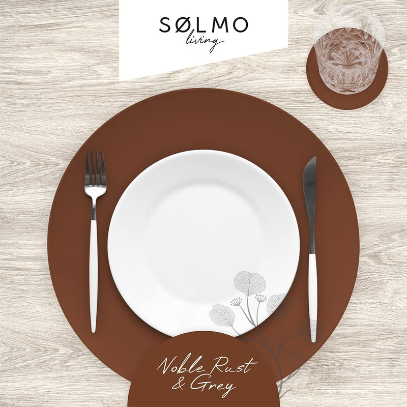 SÖLMO SØLMO I DESIGNER ROUND PLACEMAT MADE OF PU LEATHER - LARGE CHOICE OF COLORS - WIPABLE HEAT RESISTANT I PLACEMAT