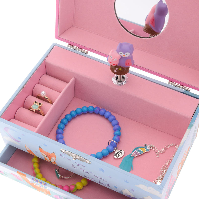 Musical jewelry box for girls with pull-out drawer