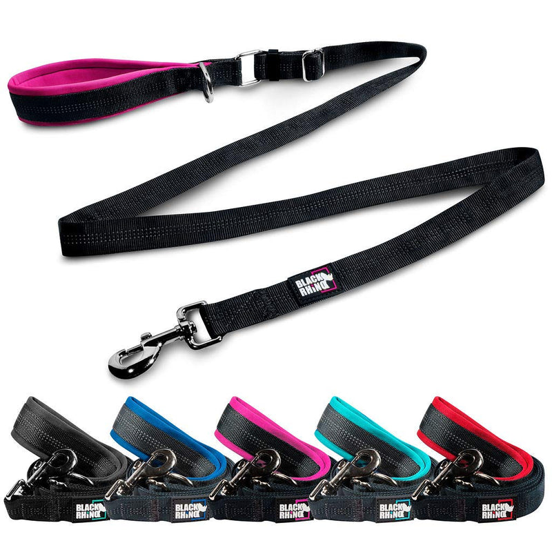 BLACK RHINO DOG LEAD ADJUSTABLE LENGTH (3-5 FEET) WITH SOFT NEOPRENE PADDED HANDLE