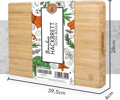 Bamboo Work I Large Wooden Cutting Board with Sturdy Handle 40x295x2cmextra