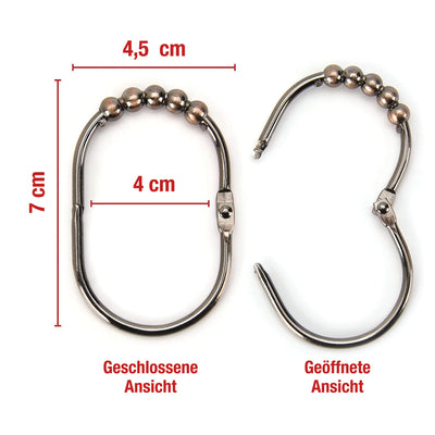 Wide shower curtain rings hooks stainless steel set of 12