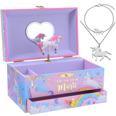 Unicorn Music Box Jewelry Set for Little Girls 3 Unicorn Gifts for Girls