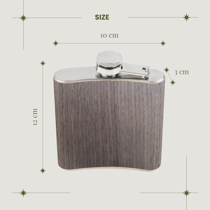 Wooden Hip Flask With Stainless Steel And Screw Cap 6oz Original And Funny