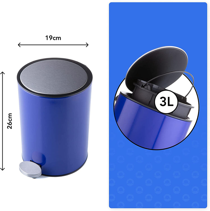 Cosmetic bin stainless steel 3l bathroom waste bin with soft close system