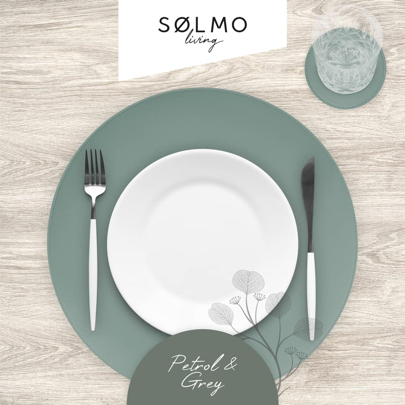 SÖLMO SØLMO I DESIGNER ROUND PLACEMAT MADE OF PU LEATHER - LARGE CHOICE OF COLORS - WIPABLE HEAT RESISTANT I PLACEMAT