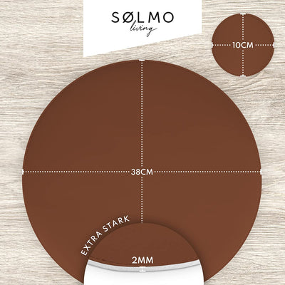 SÖLMO SØLMO I DESIGNER ROUND PLACEMAT MADE OF PU LEATHER - LARGE CHOICE OF COLORS - WIPABLE HEAT RESISTANT I PLACEMAT