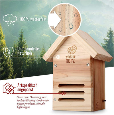 WILD ANIMAL HEART I LADYBUG HOUSE WEATHERPROOF AND UNTREATED I SOLID WOOD LADYBUG INSECT HOTEL I LADYBUG HOTEL