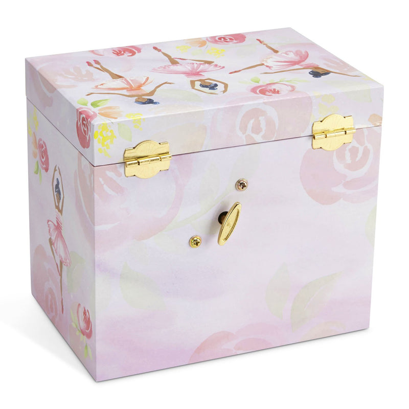 Musical jewelry box with 2 pull-out drawers glitter