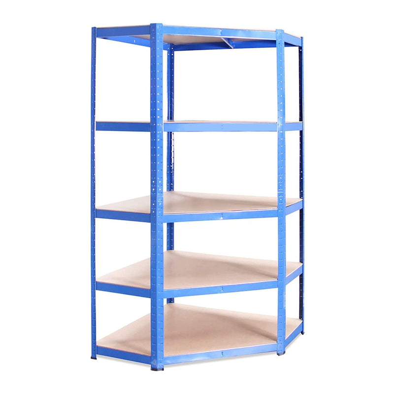 Grack Garage Corner Shelving Unit 180 x 90 x 90 x 30 x 84 cm Single Shelf Blue Pack of 5