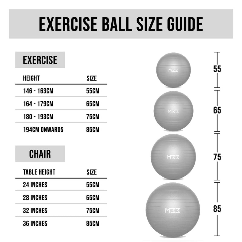 Exercise Ball 55 to 85 Cm Extra Thick Antiburst Yoga Ball with Air Pump