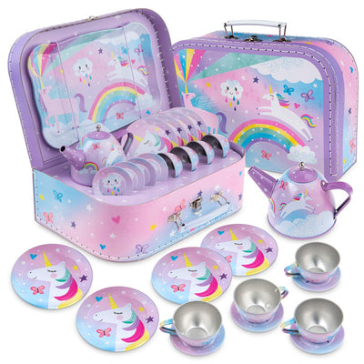 Children's play tin tea set carrying bag children's tableware play kitchen 15