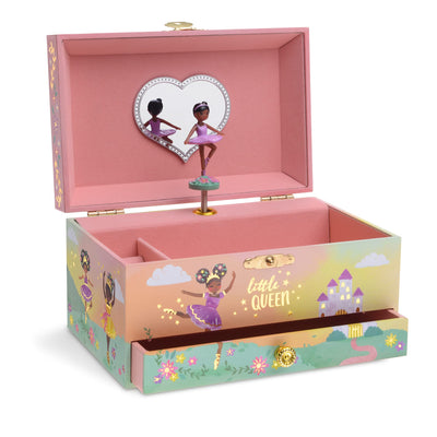 Musical jewelry box for girls with pull-out drawer