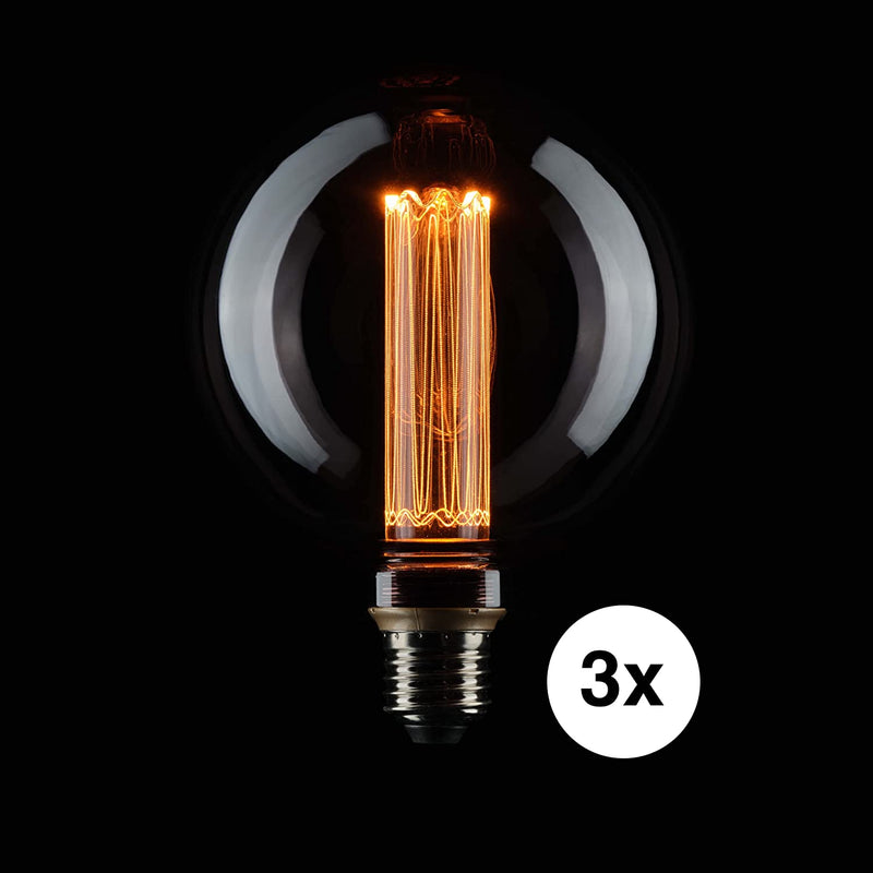 3x Smoky Edison Illusion Filament Light Bulb E27 Socket Dimmable 35w 1800k