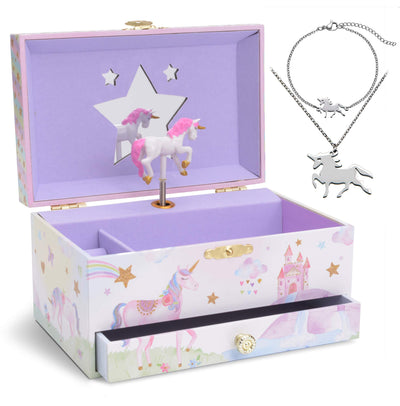 Unicorn Music Box Jewelry Set for Little Girls 3 Unicorn Gifts for Girls