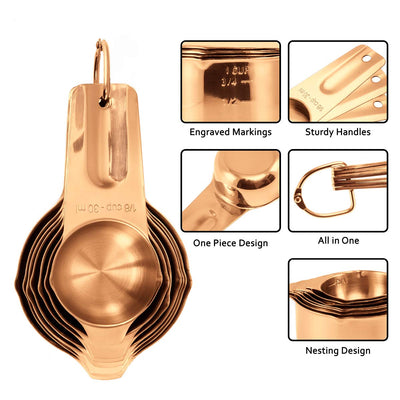 Copper Plated Measuring Cups And Spoons Set Of 14