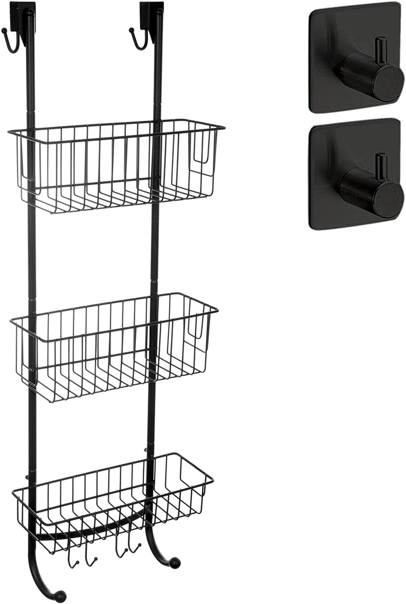 Shower Shelf with 3 Levels Grey/Chrome Look Bathroom Shelf No Drilling for Hanging 86x30x