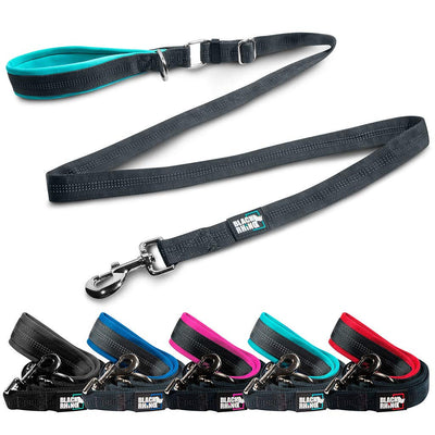 BLACK RHINO DOG LEAD ADJUSTABLE LENGTH (3-5 FEET) WITH SOFT NEOPRENE PADDED HANDLE