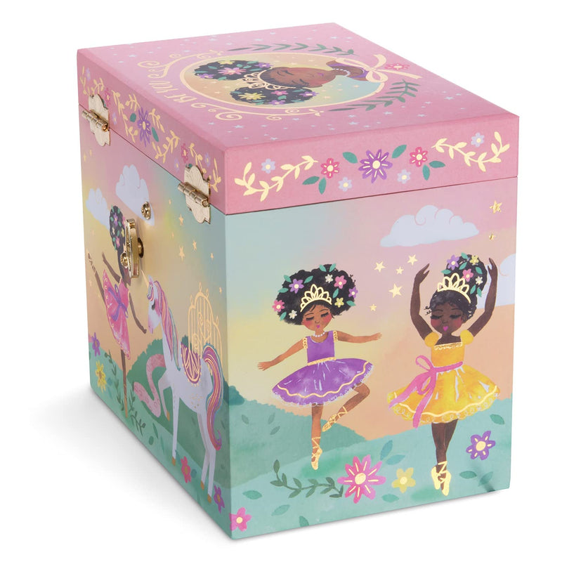 Musical jewelry box with 2 pull-out drawers glitter