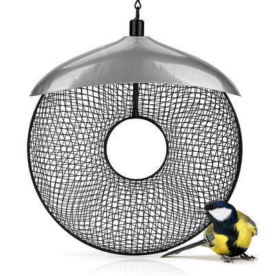 WILDLIFE FRIEND I BIRD FEEDER FOR PEANUTS - FEEDING RING SILVER - FEEDING STATION METAL