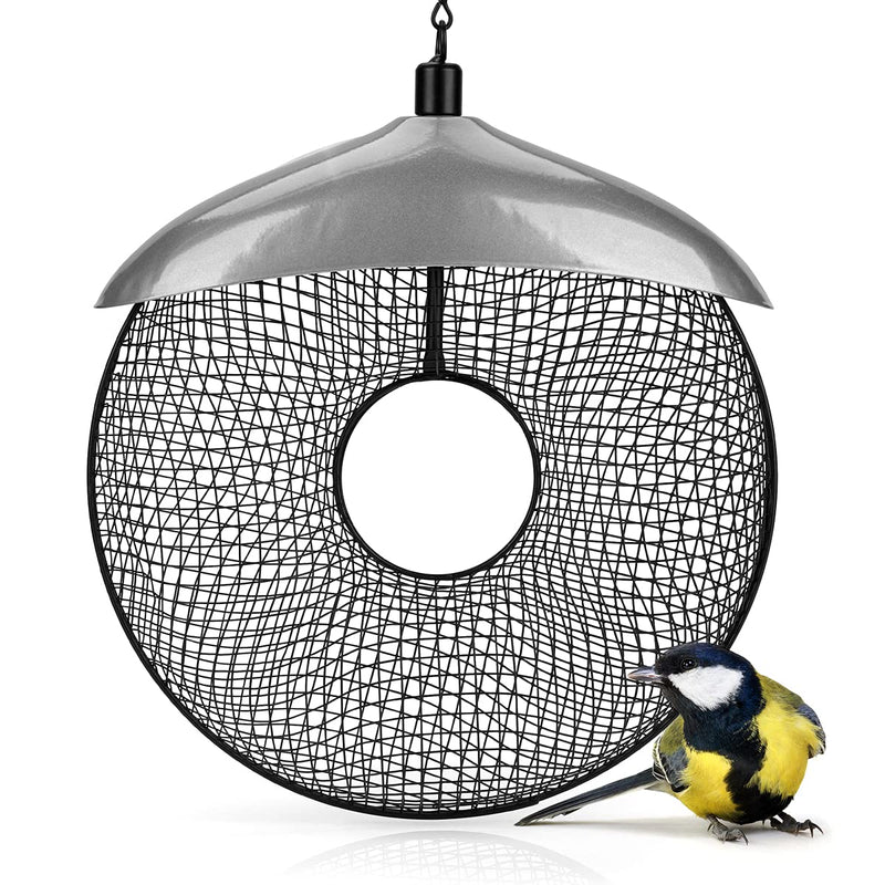 WILDLIFE FRIEND I BIRD FEEDER FOR PEANUTS - FEEDING RING SILVER - FEEDING STATION METAL