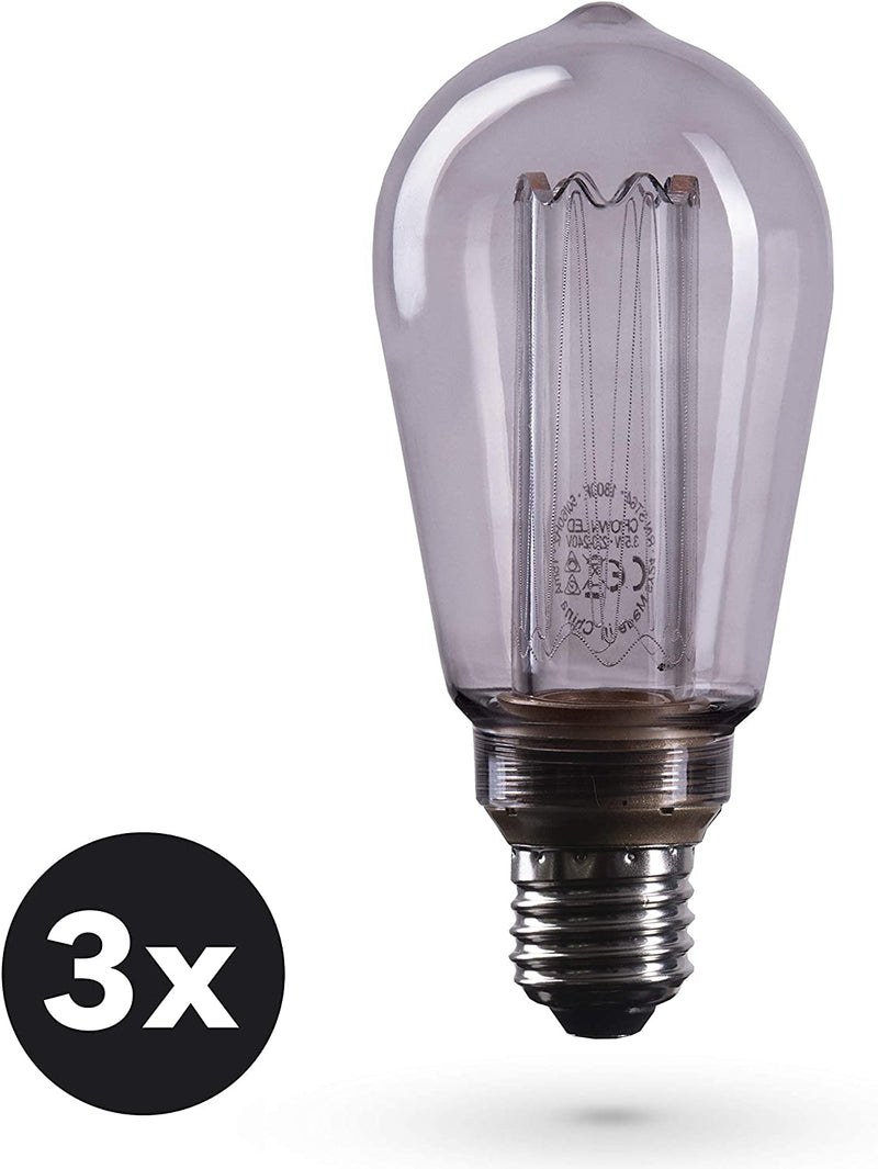 Smoky Edison Illusion Filament Light Bulb E27 Socket In Smoked Glass Look