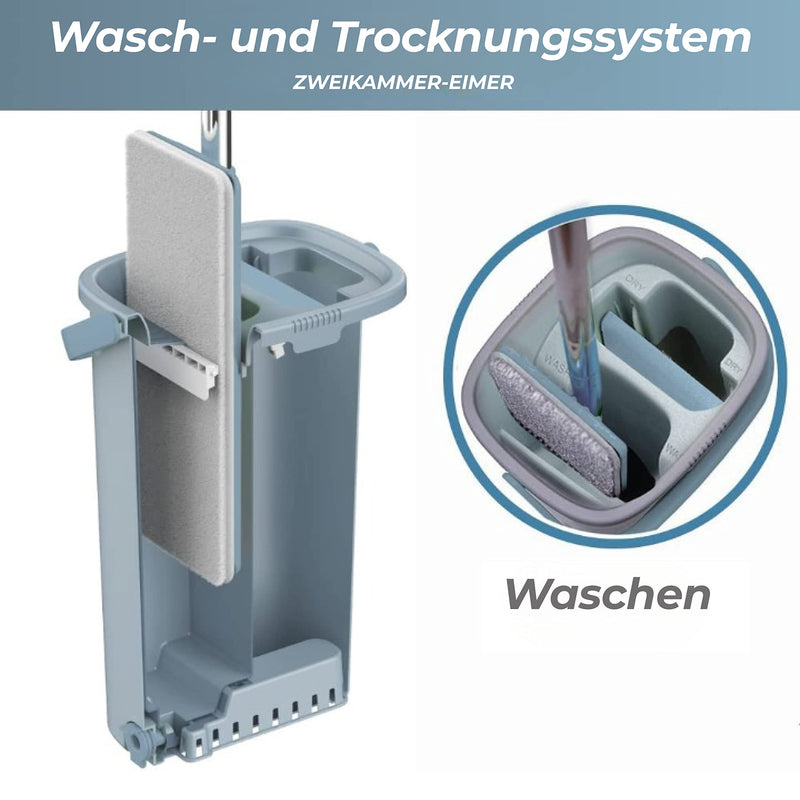 Wischmopp Und Eimerset Flacher Mikrofaserwischmopp Mit Edelstahlgriff