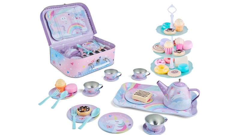 42-piece tea service set for young girls tin tea set children