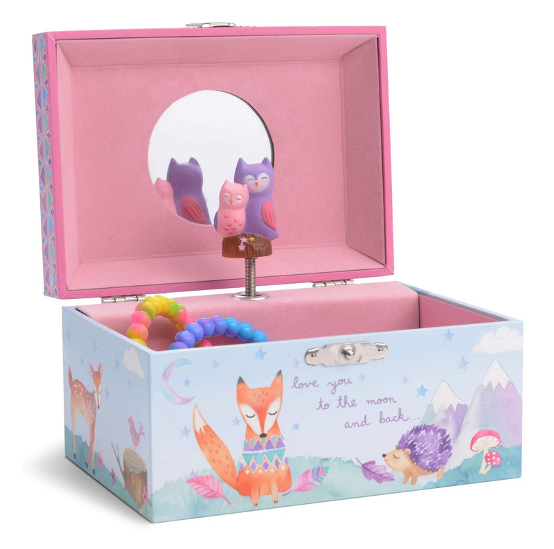 Music box jewelry box for girls with rotating unicorn rainbow