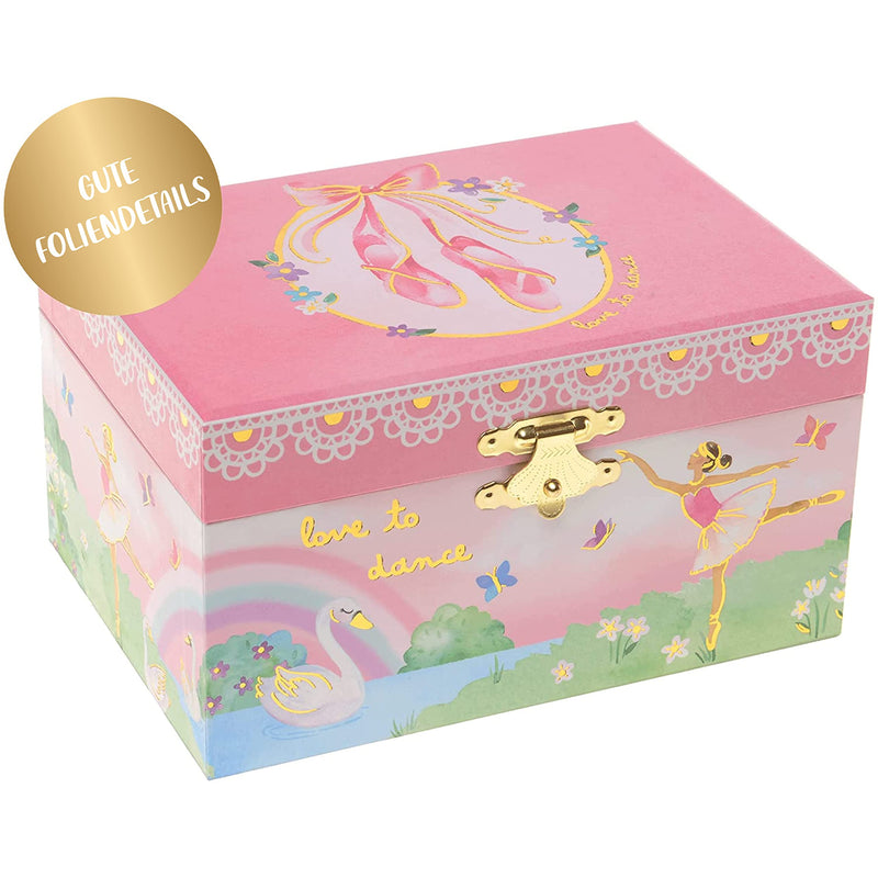 Music box jewelry box for girls with rotating unicorn rainbow