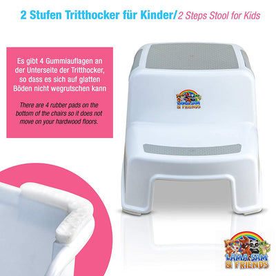 DR. WELLTHY LAMA SAM &amp; FRIENDS - TWO-STEP STOOL FOR CHILDREN FROM APPROX. 18 MONTHS OF PRACTICAL TRAINING