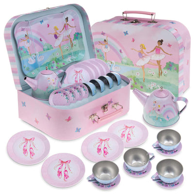 Children's play tin tea set carrying bag children's tableware play kitchen 15