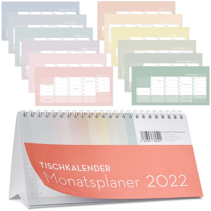 LIVAIA TABLE CALENDAR 2022 ACROSS: COLORFUL MONTHLY CALENDAR 2022 AS A STAND-UP CALENDAR 2022 –