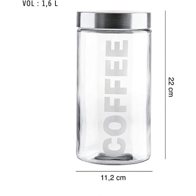 WHOLE HOUSEWARES | AIRTIGHT GLASS CONTAINER WITH LID | STORAGE CONTAINERS WITH STAINLESS STEEL LID | 3 PIECE SET FOR COFFEE