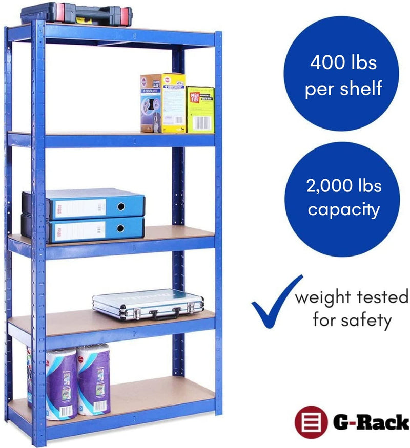 Grack Heavy Duty Shelf 1 Blue Storage Shelf 5 Compartments For Basement Workshop