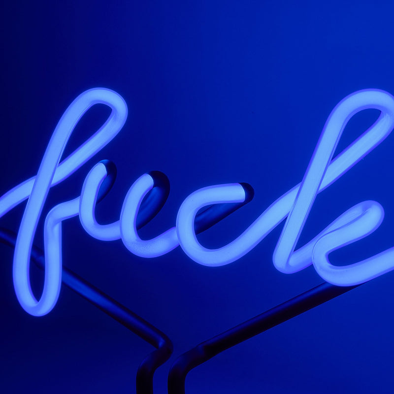 Amped Co Neon Fuck Desk Lamp Real Neon Blue Handmade Glass Large