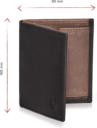 DONBOLSO SLIM WALLET ROME I GENUINE LEATHER PURSE WITH RFID PROTECTION I MINI WALLET FOR MEN AND WOMEN I LEATHER WALLET WITH 8 CARD SLOTS I VINTAGE BLACK