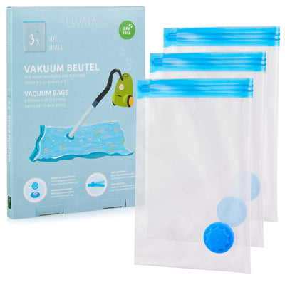 LIVAIA VACUUM BAG CLOTHING: 3X VACUUM BAG CLOTHING FOR AIRTIGHT STORAGE -