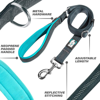 BLACK RHINO DOG LEAD ADJUSTABLE LENGTH (3-5 FEET) WITH SOFT NEOPRENE PADDED HANDLE