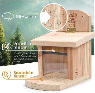 WILD ANIMAL HEART I SQUIRREL FEEDING HOUSE WEATHERPROOF I MADE OF SCREWED SOLID WOOD FEEDING STATION I FEEDING STATION SQUIRREL KOBEL