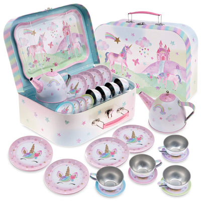 Children's play tin tea set carrying bag children's tableware play kitchen 15