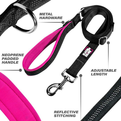 BLACK RHINO DOG LEAD ADJUSTABLE LENGTH (3-5 FEET) WITH SOFT NEOPRENE PADDED HANDLE