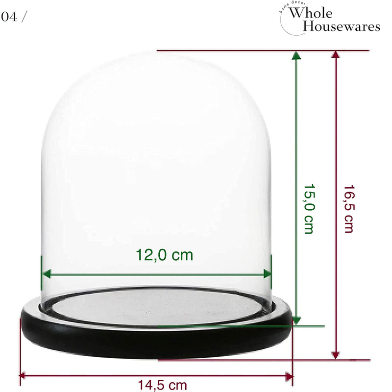 Decorative Clear Glass Dome Table Centerpiece Decoration Black Mdf