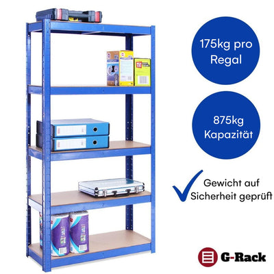 Grack Heavy Duty Shelf1 Blue Storage Shelf 5 Compartments For Basement Workshop