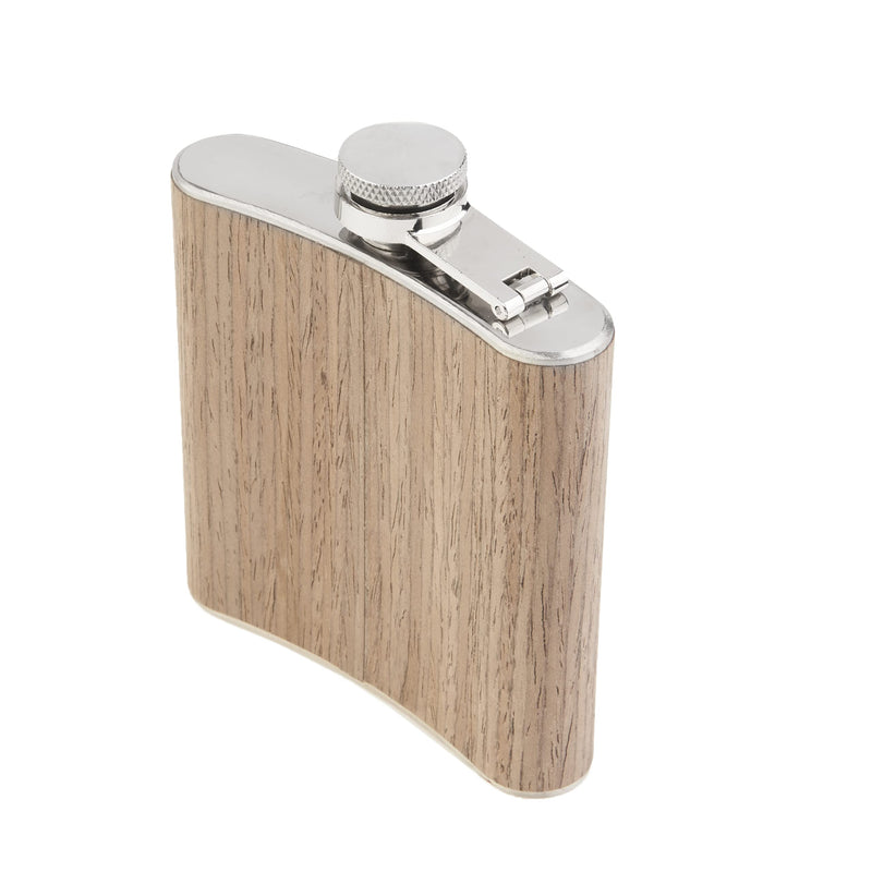 Wooden Hip Flask With Stainless Steel And Screw Cap 6oz Original And Funny