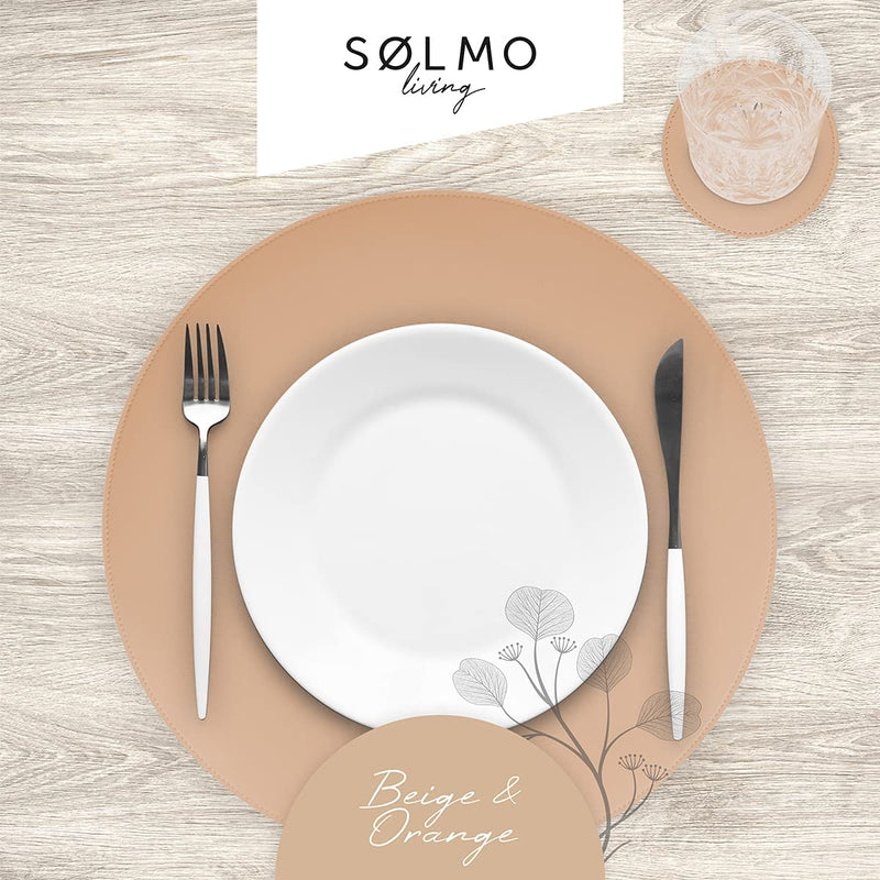 SÖLMO SØLMO I DESIGNER ROUND PLACEMAT MADE OF PU LEATHER - LARGE CHOICE OF COLORS - WIPABLE HEAT RESISTANT I PLACEMAT