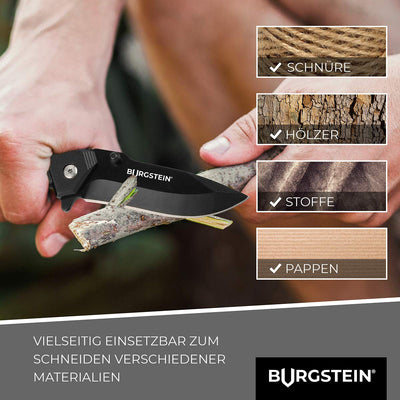 BURGSTEIN ® OUTDOOR POCKET KNIFE “BLACK COMBAT” - EXTRA SHARP